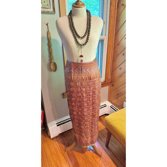 VINTAGE Handmade Indian Sari Style 100% Silk Skirt - Picture 8 of 10